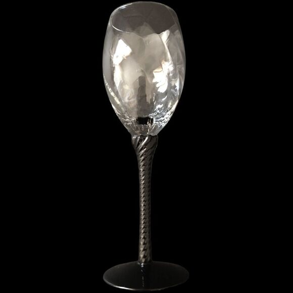 Cristal D Arques Angelique Champagne Flute Wine Glass Black Amethyst Twist Stem. - Picture 6 of 16